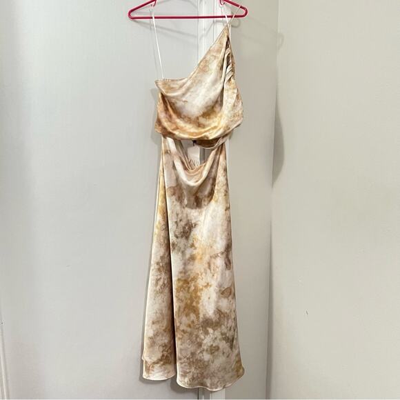 Zara Cut Out Satin Effect Printed Dress - Picture 11 of 16